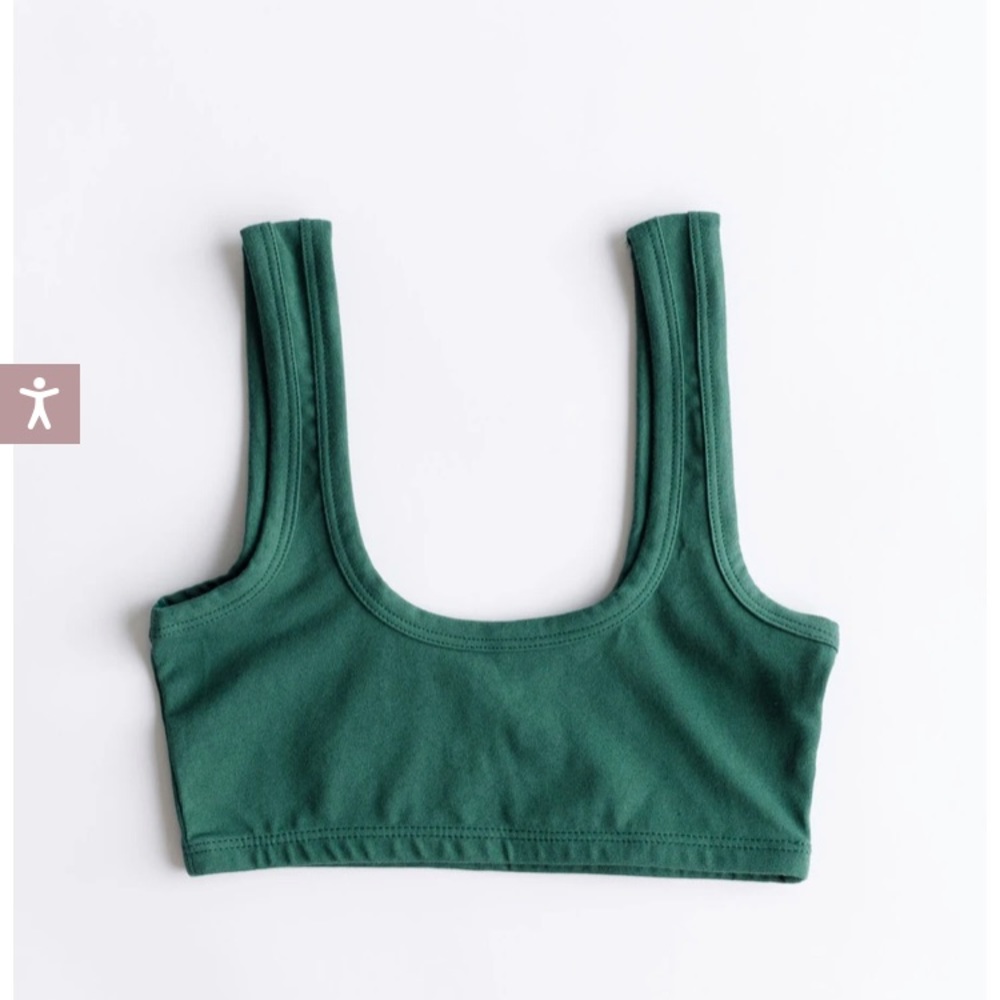 Shop ARQ Fern dark green medium wide strap bra / bralette